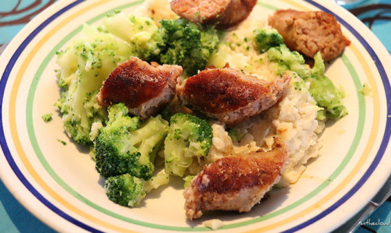 Saucisse de campagne et risotto au brocoli