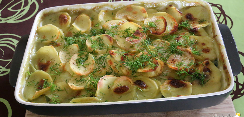 Gratin de pommes de terre, saumon et épinards