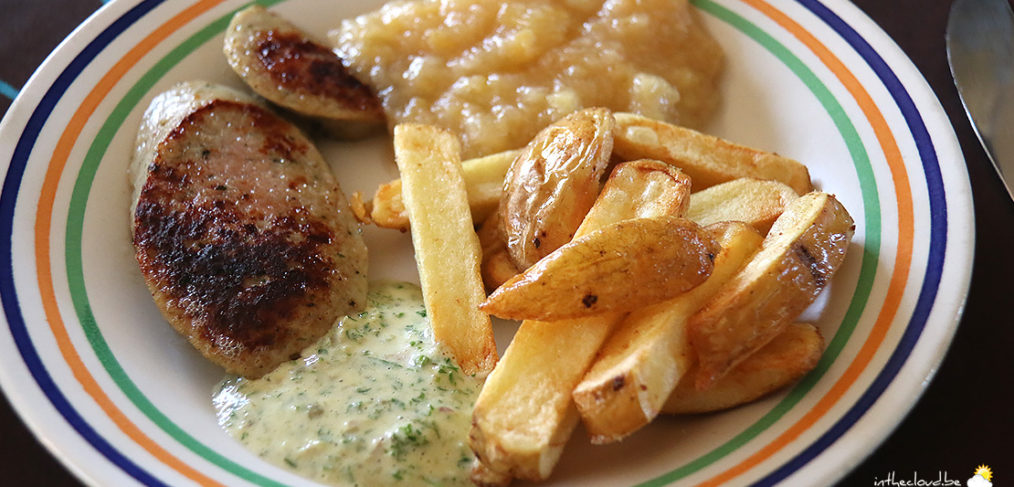 Boudin compote frites façon Jean-Phi, sauce tartare