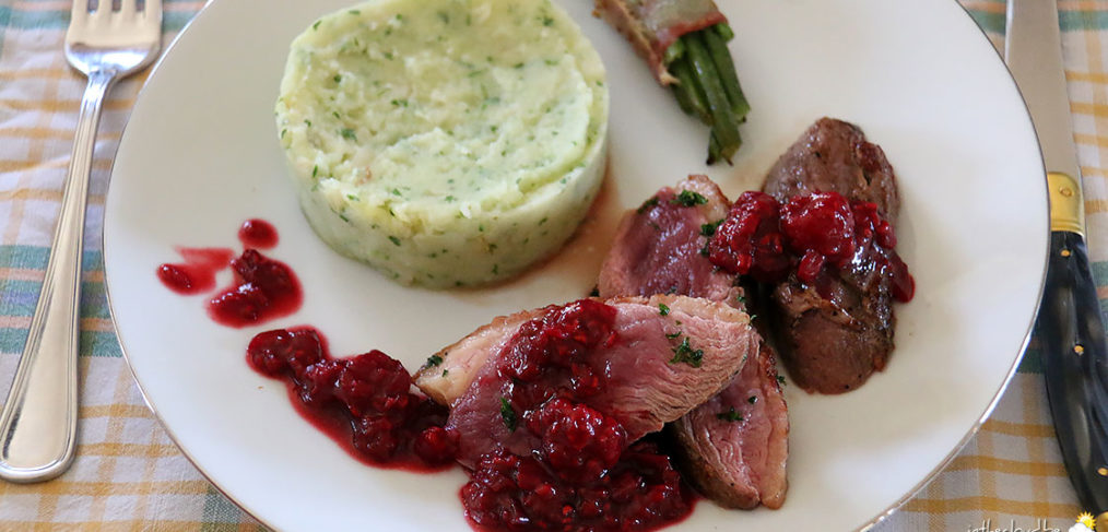 Magret de canard aux framboises