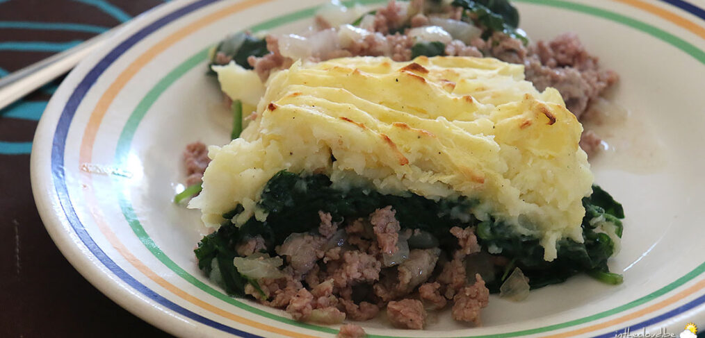 Hachis parmentier aux épinards, purée de céleri-rave